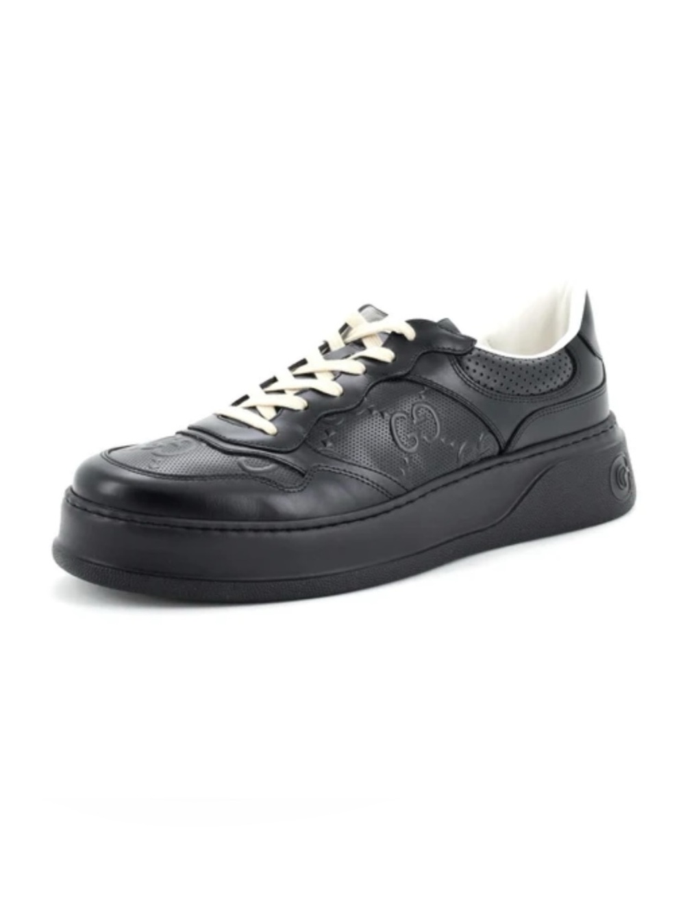 Gucci GG embossed black leather sneakers size 11.5
fits 12.5 US made Italy